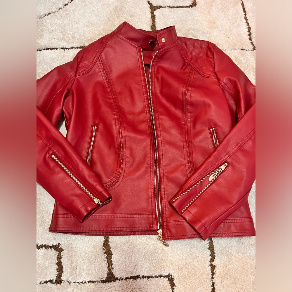 Amazon Faux leather red jacket